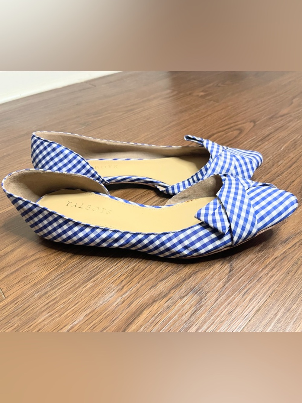 Talbots Gingham D’Orsay Bow Flats Coastal Grandmillennial Size 8 - Picture 5 of 11
